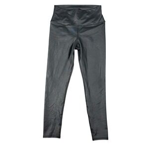 Alo Yoga Faux Leather Shine Leggings Womens Med Black High Rise 7/8 Activewear